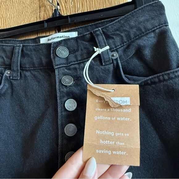NWT Reformation Cynthia Button Fly Straight Jeans 23 Ventura Wash - Picture 5 of 10